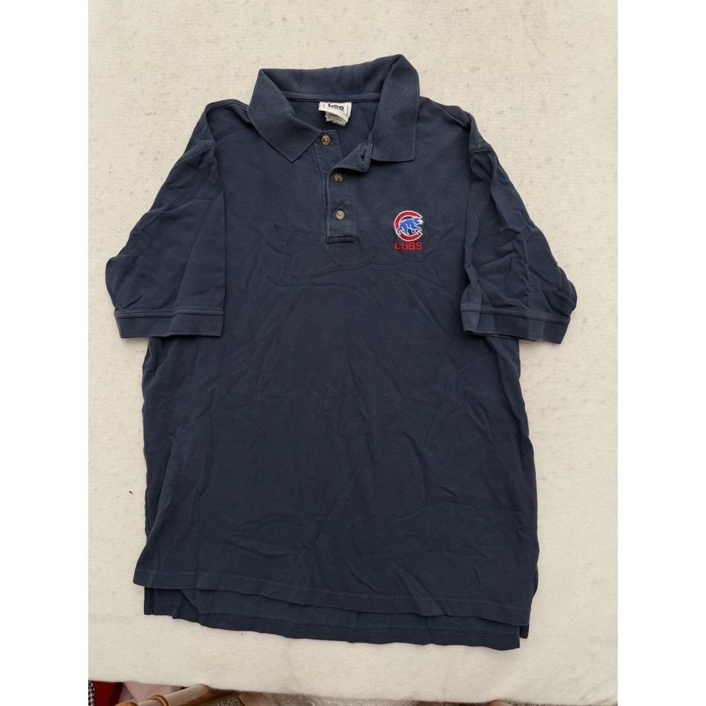Vintage Chicago Cubs Polo Mens XL Blue Baseball MLB Lee Sports Retro 90s